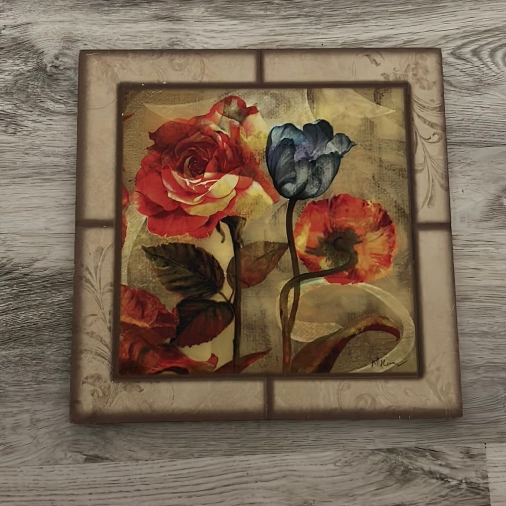 Flower wall art preloved ❤️wood